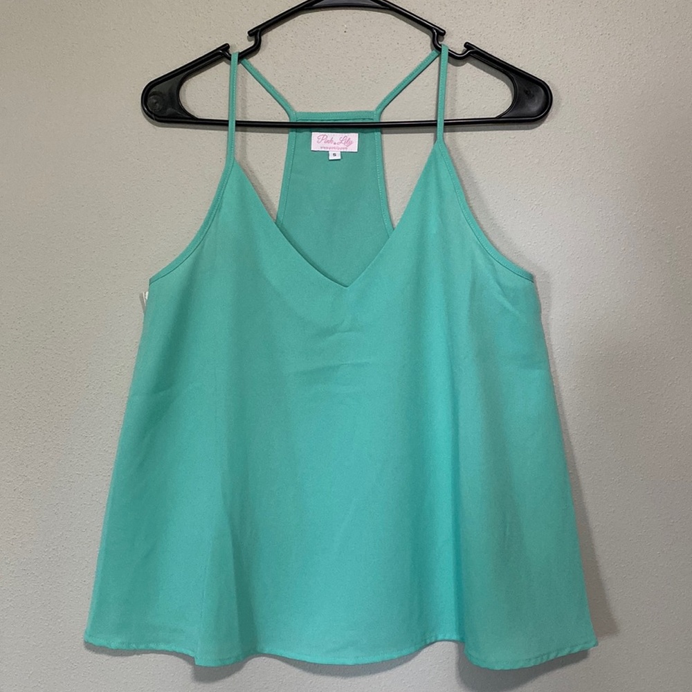 Sea foam green tank top. Pink Lily. Size S